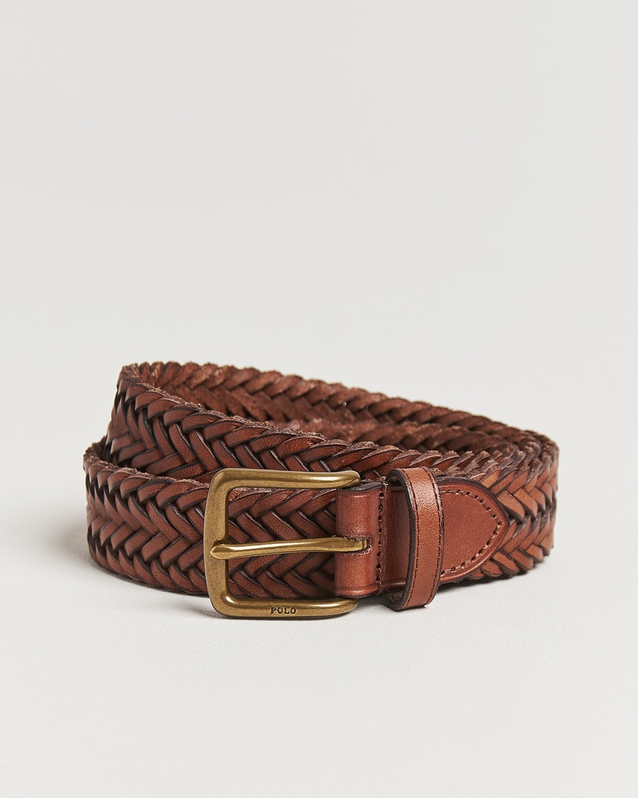 Polo Ralph Lauren Braided Leather Belt Polo Saddle – Brun