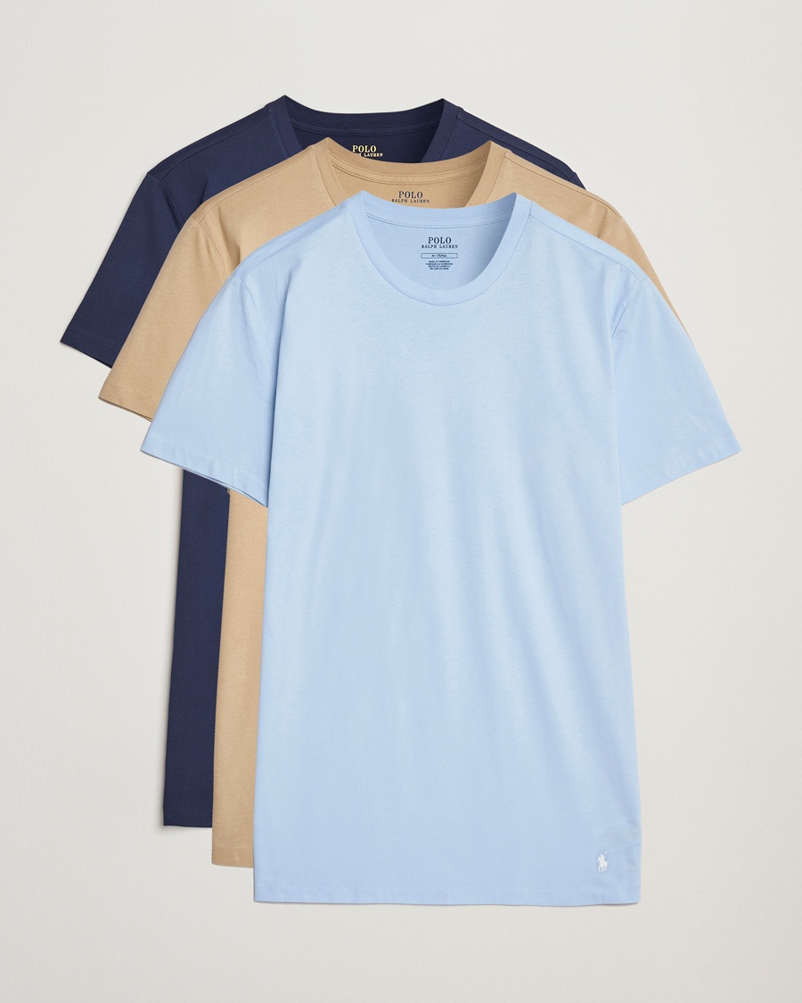 Herre |  | Polo Ralph Lauren | 3-Pack Crew Neck T-Shirt Navy/Blue/Khaki