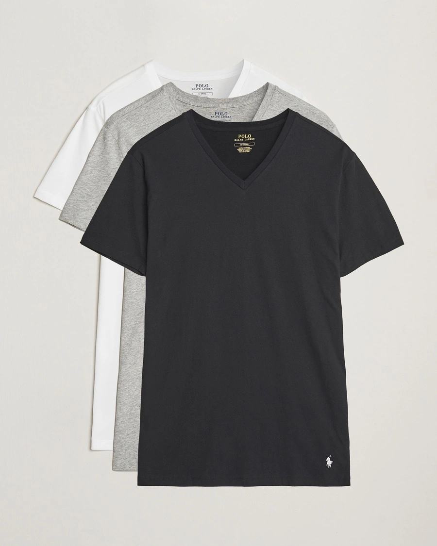 Herre |  | Polo Ralph Lauren | 3-Pack V Neck T-Shirt White/Grey/Black