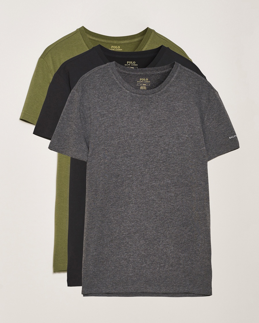 Herre | Flerpakning | Polo Ralph Lauren | 3-Pack Crew Neck T-Shirt Black/Green/Grey