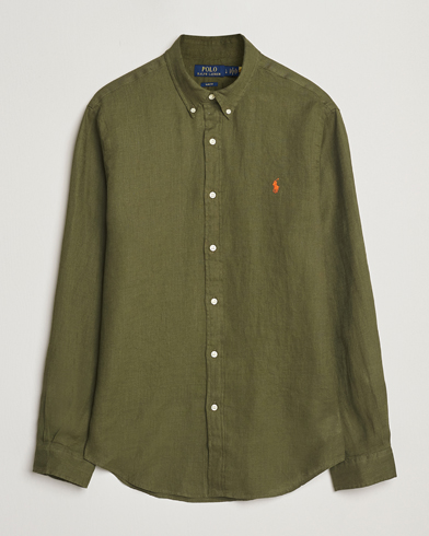 Polo Ralph Lauren Slim Fit Linen Shirt New Olive – Grønn