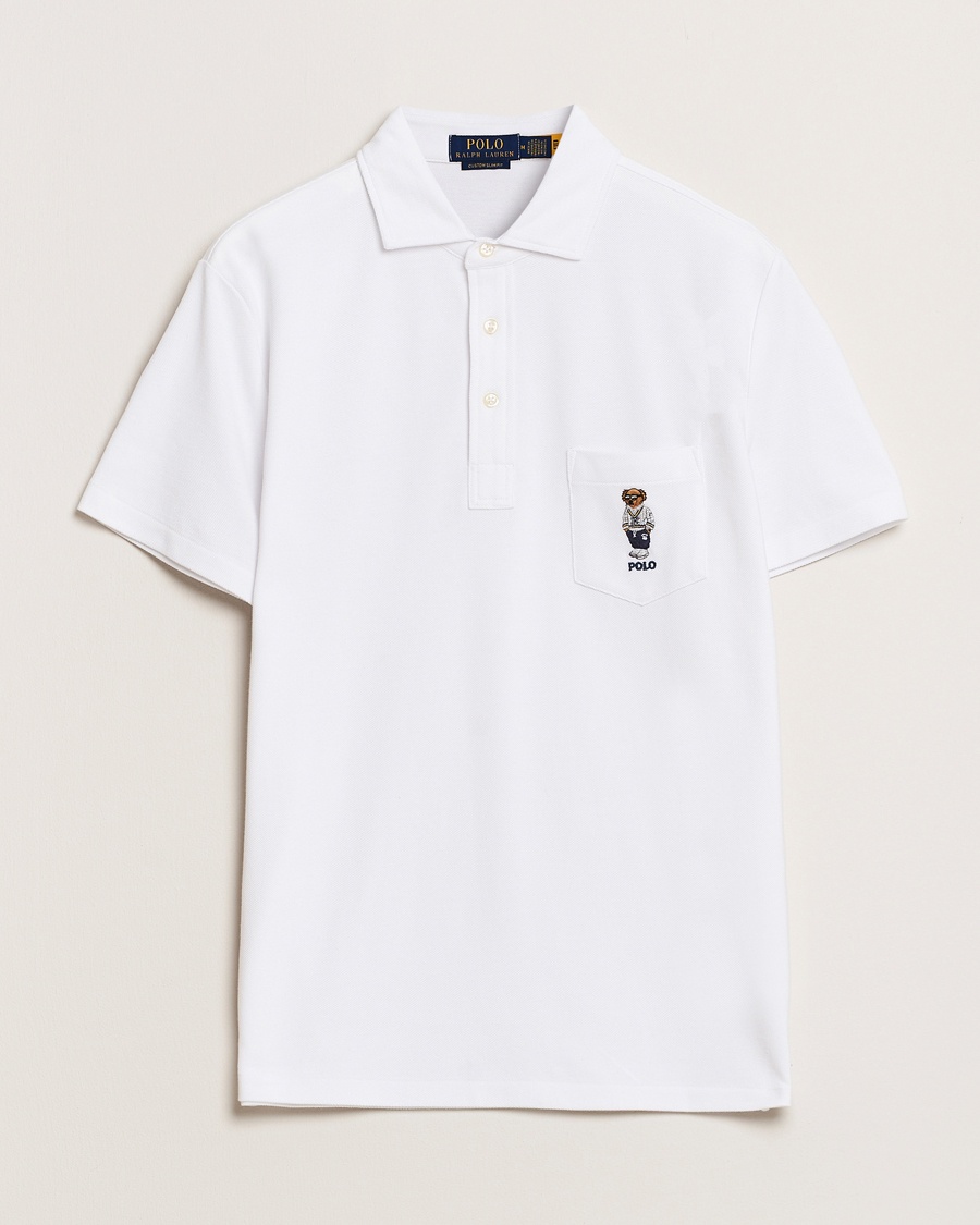 Herre | Pikéer | Polo Ralph Lauren | Custom Slim Fit Pocket Bear Polo White
