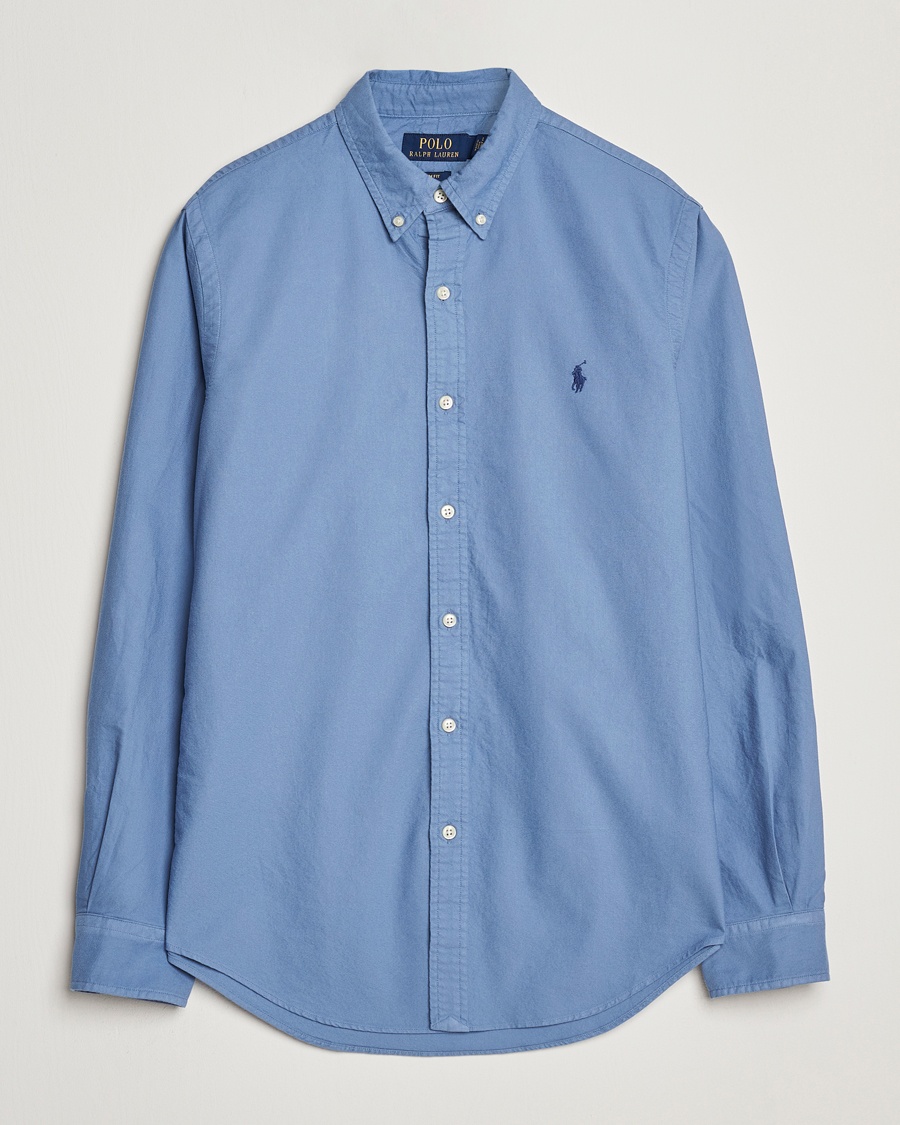 Herre | Skjorter | Polo Ralph Lauren | Slim Fit Garment Dyed Oxford Shirt Bastille Blue