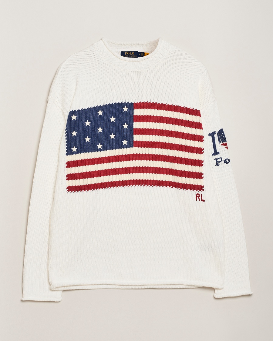 Herre | | Polo Ralph Lauren | Cotton Flag Sweater Deckwash White
