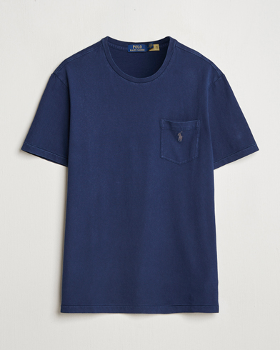 Herre | T-Shirts | Polo Ralph Lauren | Cotton Linen T-Shirt Newport Navy