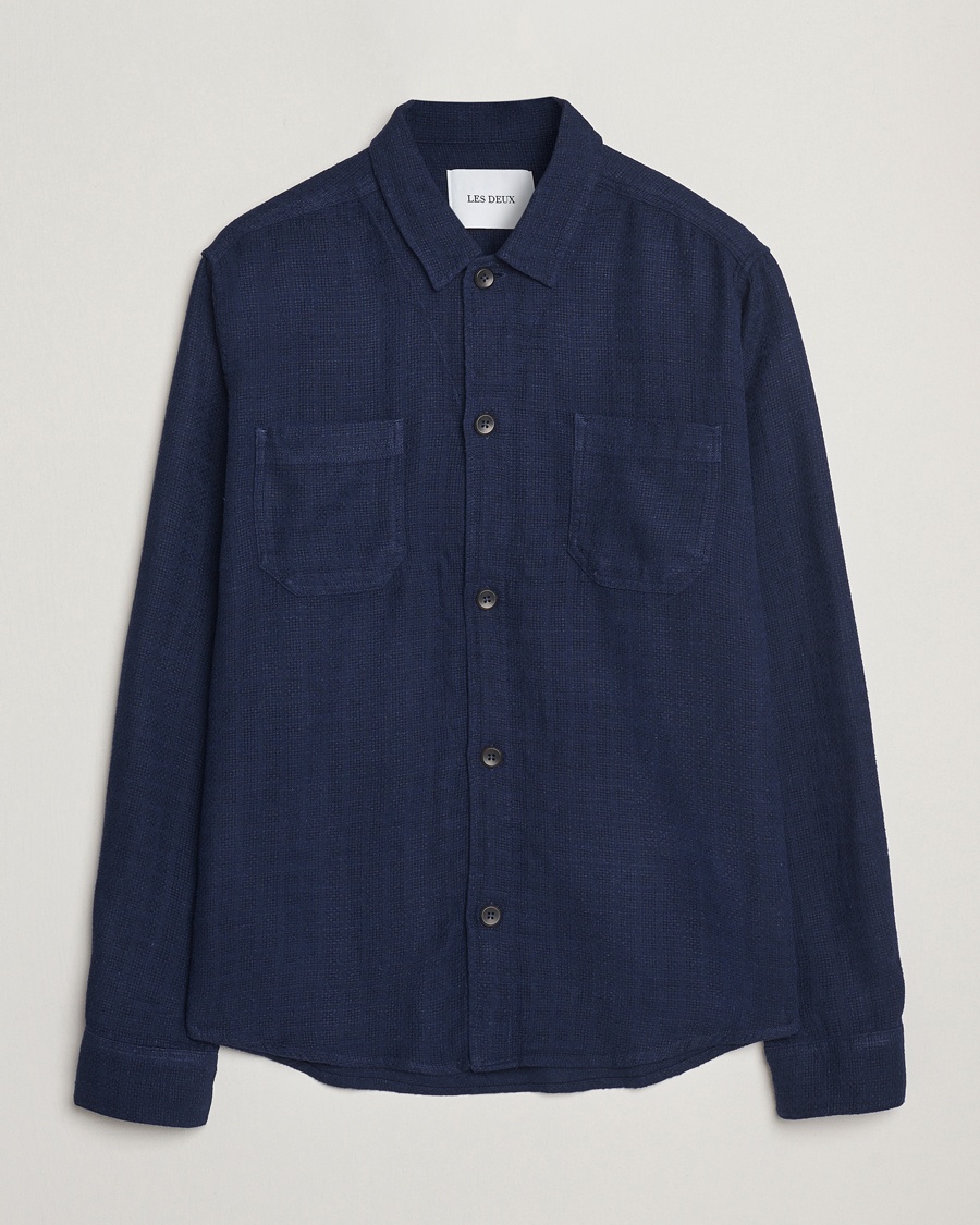 Herre | Overshirts | LES DEUX | Hamilton Viscose/Linen Overshirt Navy