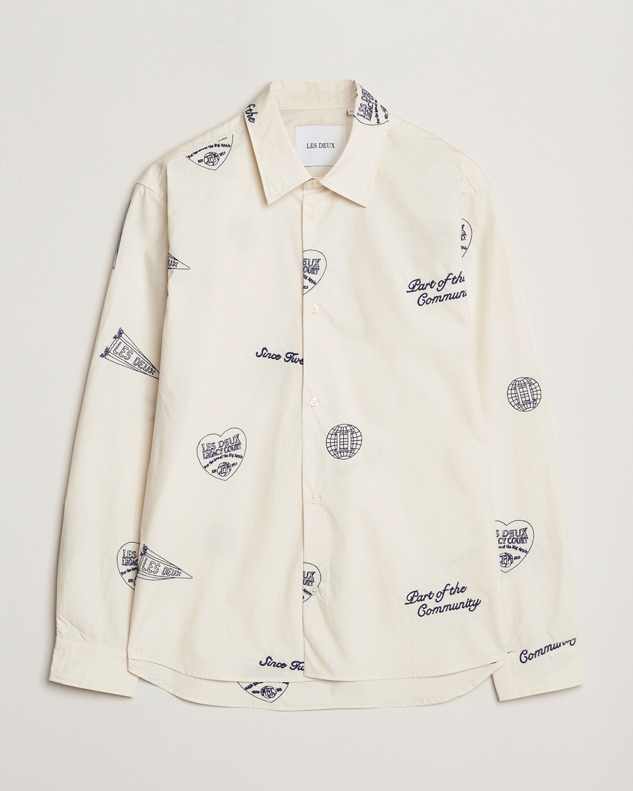Herre | LES DEUX | LES DEUX | Kalen All Over Embroidery Shirt Ivory