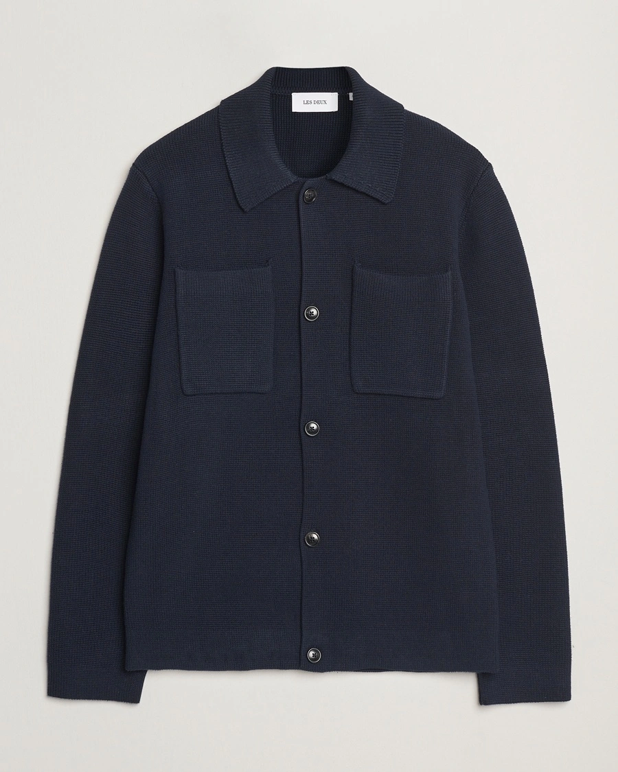Herre | Cardigans | LES DEUX | Fisher Cotton Milano Overshirt Navy
