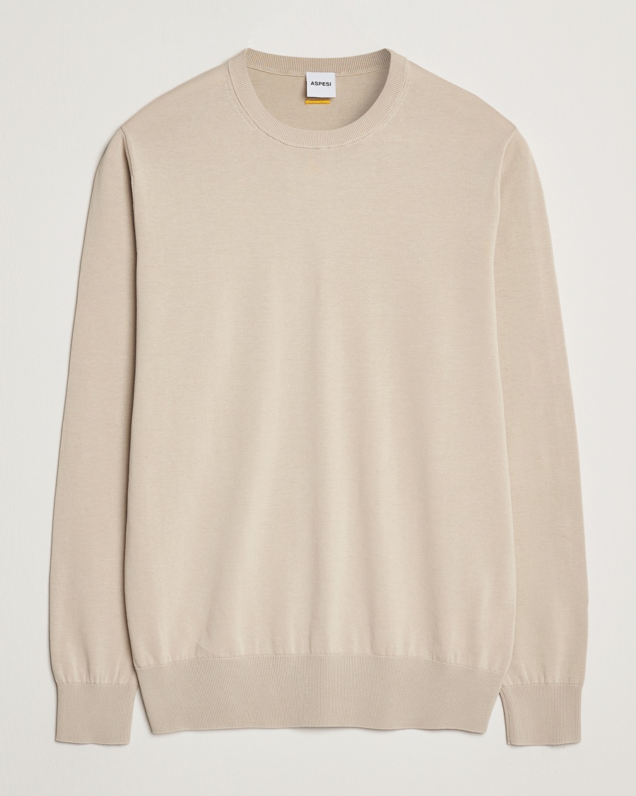 Herre | Pullovers rund hals | Aspesi | Rib Cotton Crew Neck Beige