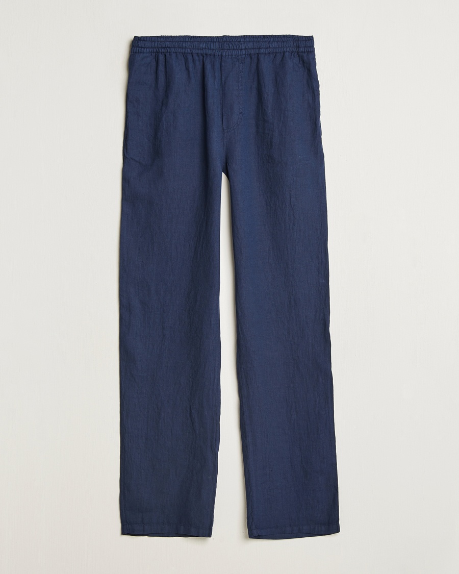 Herre | Linbukser | Aspesi | Ventura Drawstring Linen Pants Navy