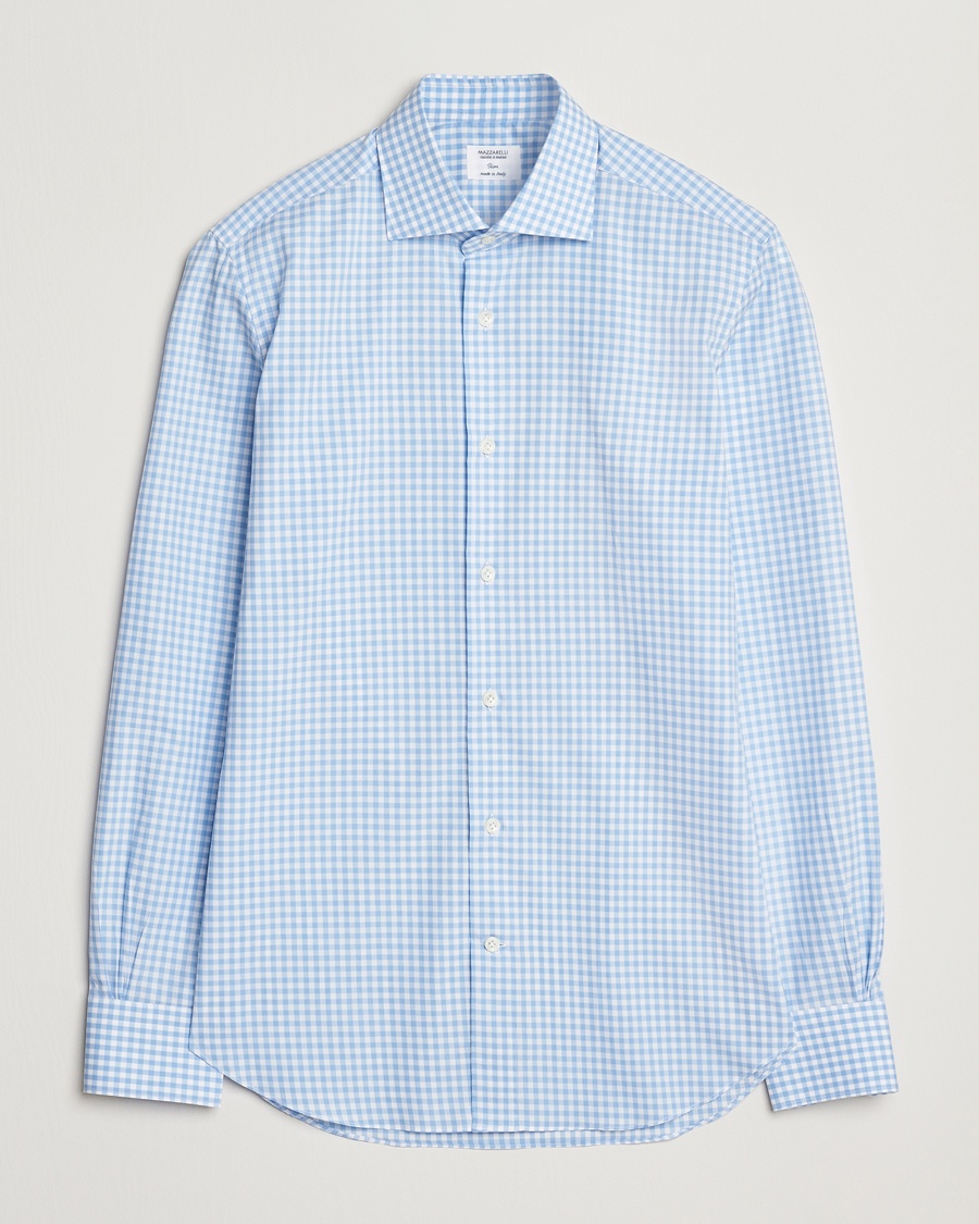Herre | Lojalitetstilbud | Mazzarelli | Soft Cotton Cut Away Shirt Blue Check