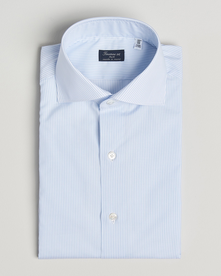 Herre | Formelle | Finamore Napoli | Milano Slim Zephyr Stripe Shirt Light Blue