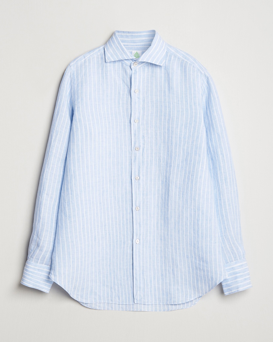 Herre | Plagg i lin | Finamore Napoli | Gaeta Linen Shirt Blue Stripe