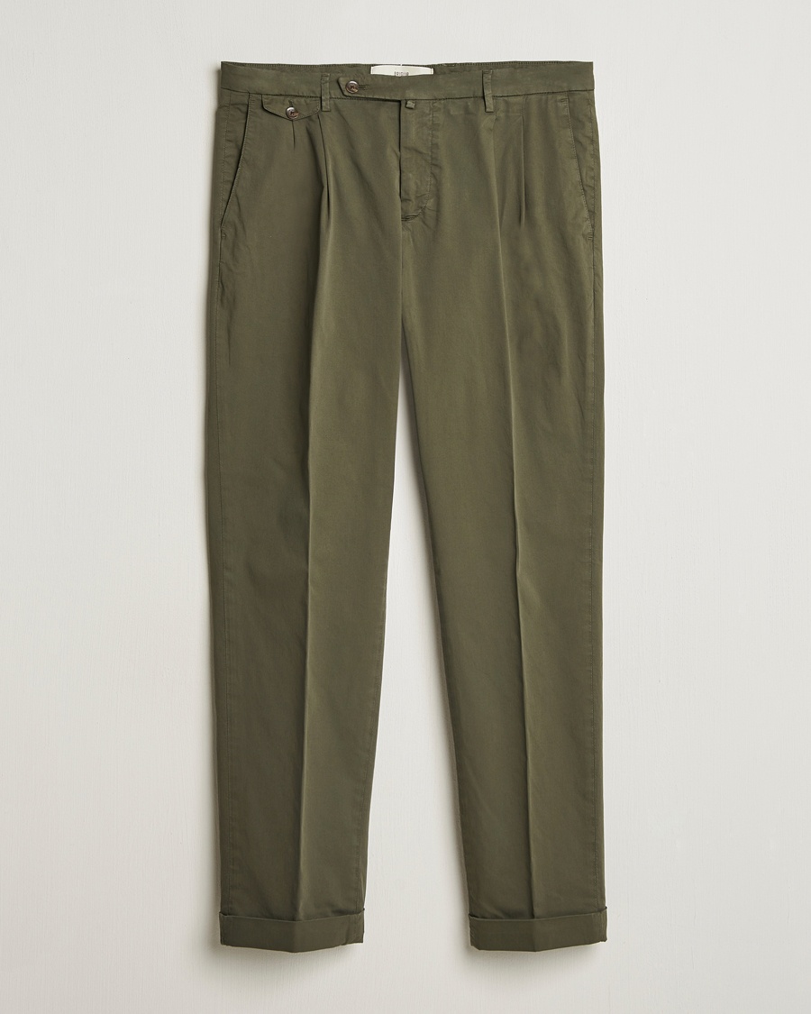 Herre | Chinos | Briglia 1949 | Easy Fit Pleated Cotton Stretch Chino Olive