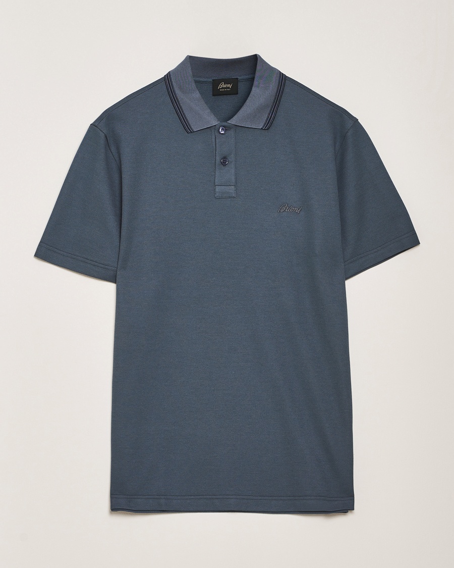 Herre | Luxury Classics | Brioni | Short Sleeve Cotton Piquet Polo Green
