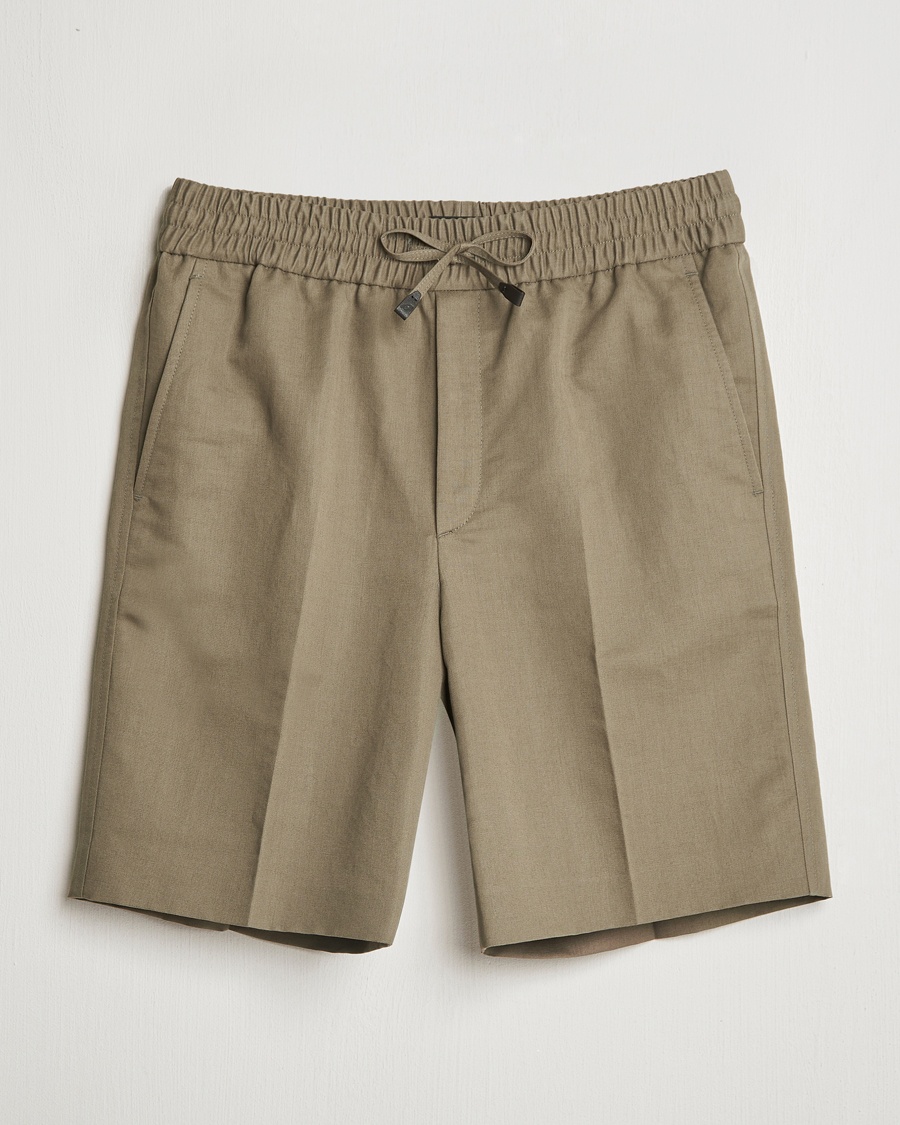 Herre | Drawstringshorts | Brioni | Cotton/Linen Drawstring Shorts Military