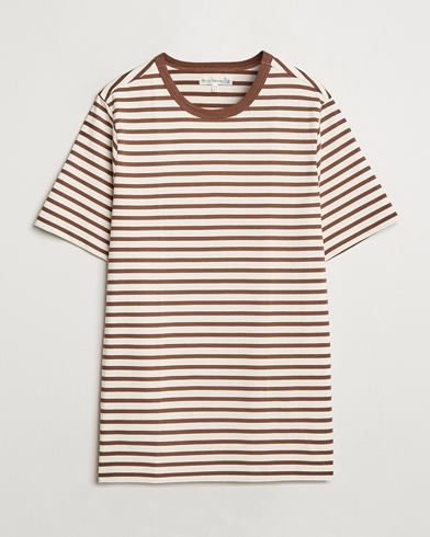 Herre | Nytt i butikken | Merz b. Schwanen | Relaxed Fit Striped Sturdy T-Shirt Nut/Nature