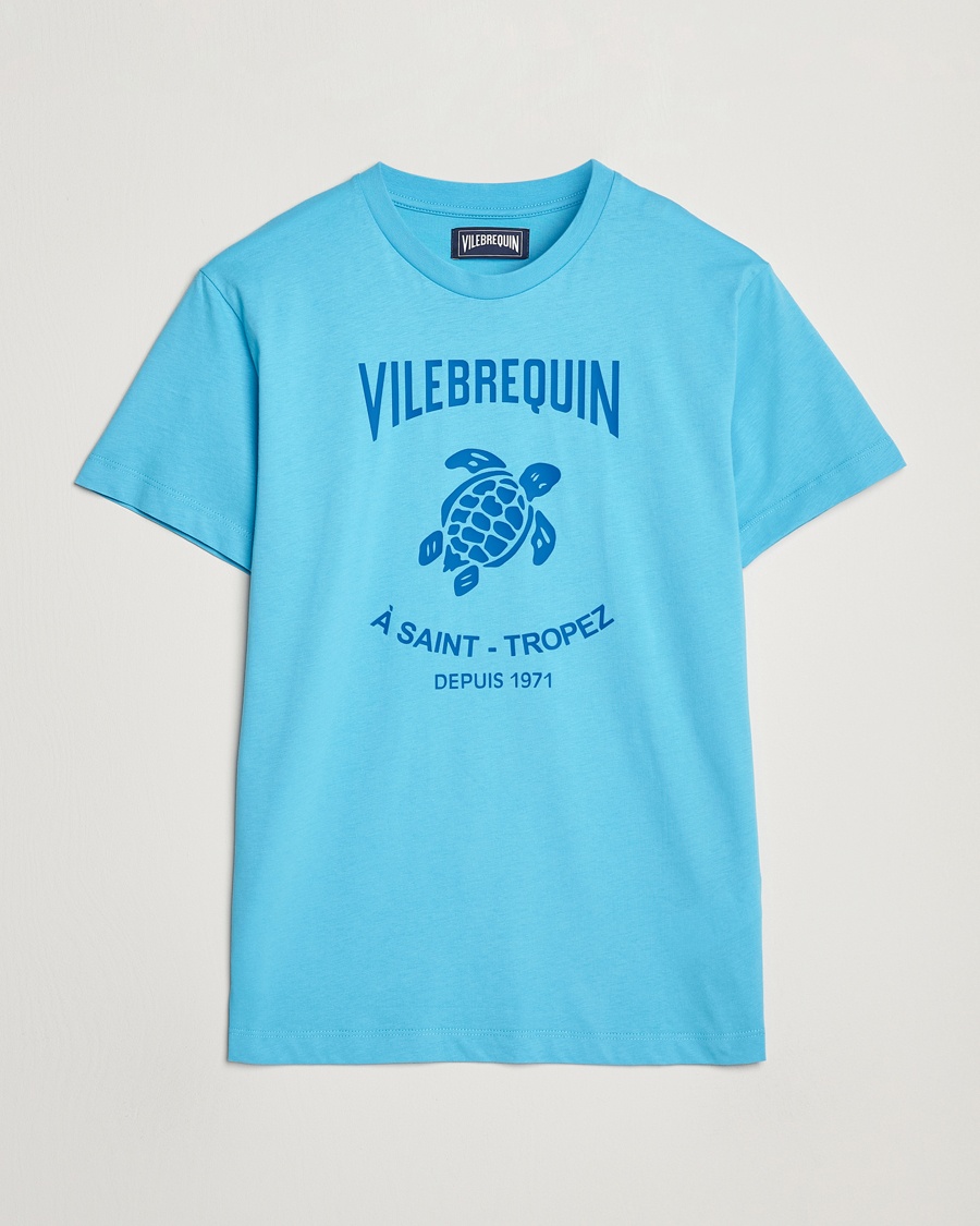 Herre | Kortermede t-shirts | Vilebrequin | Printed Crew Neck T-Shirt Topaze Bleue