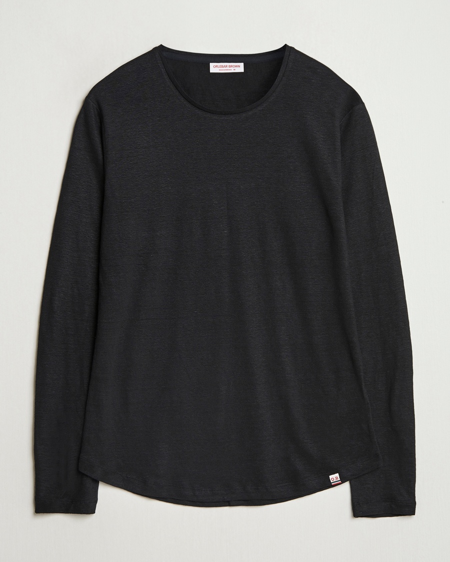 Herre | Langermede t-shirts | Orlebar Brown | Long Sleeve Linen T-Shirt Black