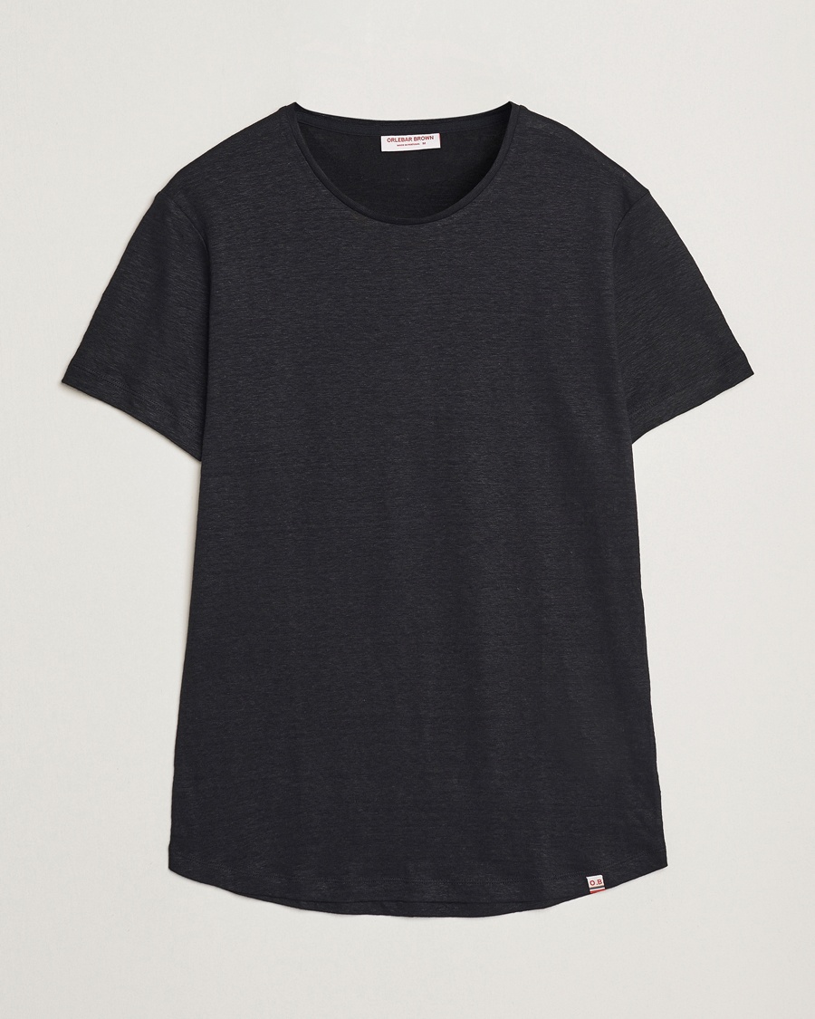 Herre | T-Shirts | Orlebar Brown | Linen T-Shirt Black