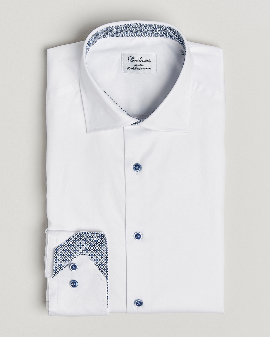 Herre | | Stenströms | Silmline Contrast Cotton Twill Shirt White
