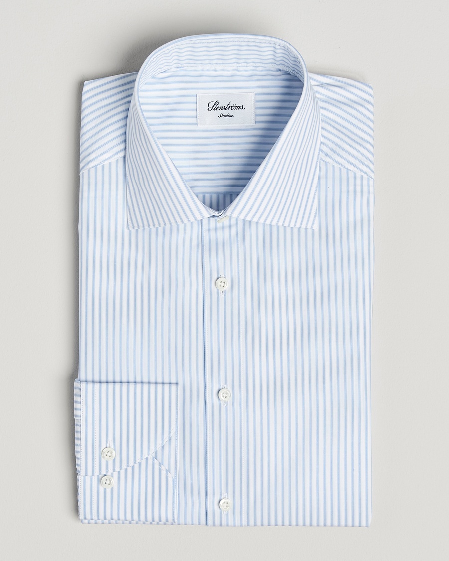 Herre | | Stenströms | Slimline Striped Poplin Shirt White/Blue