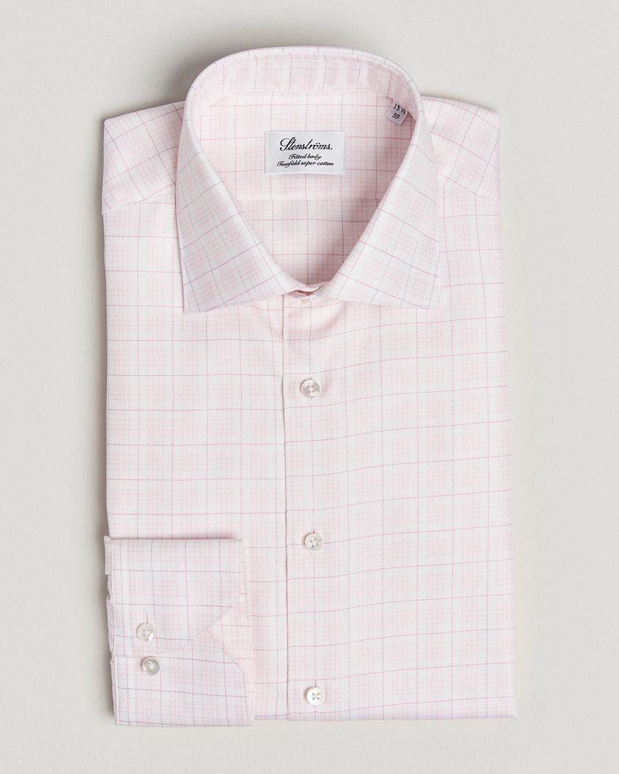 Herre | | Stenströms | Fitted Body Checked Shirt Pink