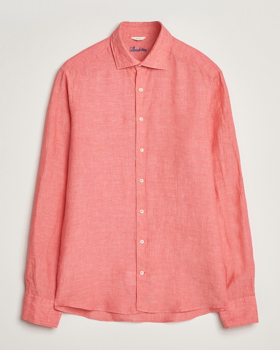 Herre | Linskjorter | Stenströms | Slimline Cut Away Linen Shirt Rasberry