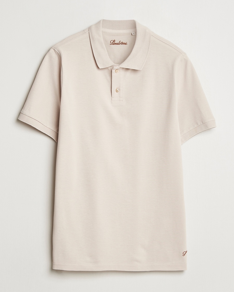 Herre | | Stenströms | Organic Cotton Piquet Polo Shirt Beige