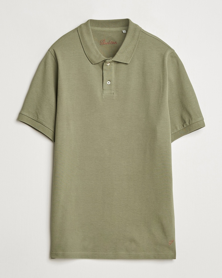 Herre | | Stenströms | Organic Cotton Piquet Polo Shirt Olive