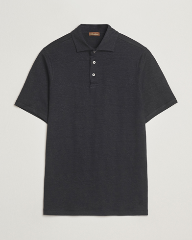 Herre | Kortermet piké | Stenströms | Linen Polo Shirt Black