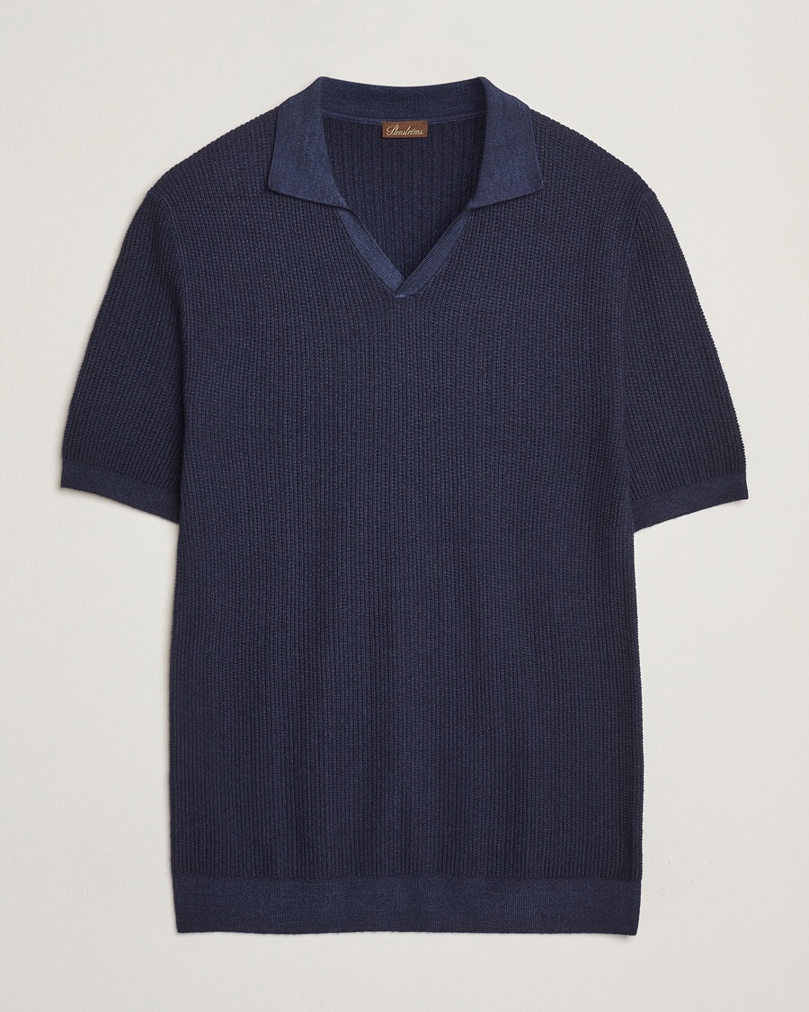 Herre | Pikéer | Stenströms | Structured Merino Knitted Polo Navy