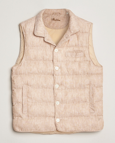 Herre | Jakker | Stenströms | Linen Padded Button Vest Beige