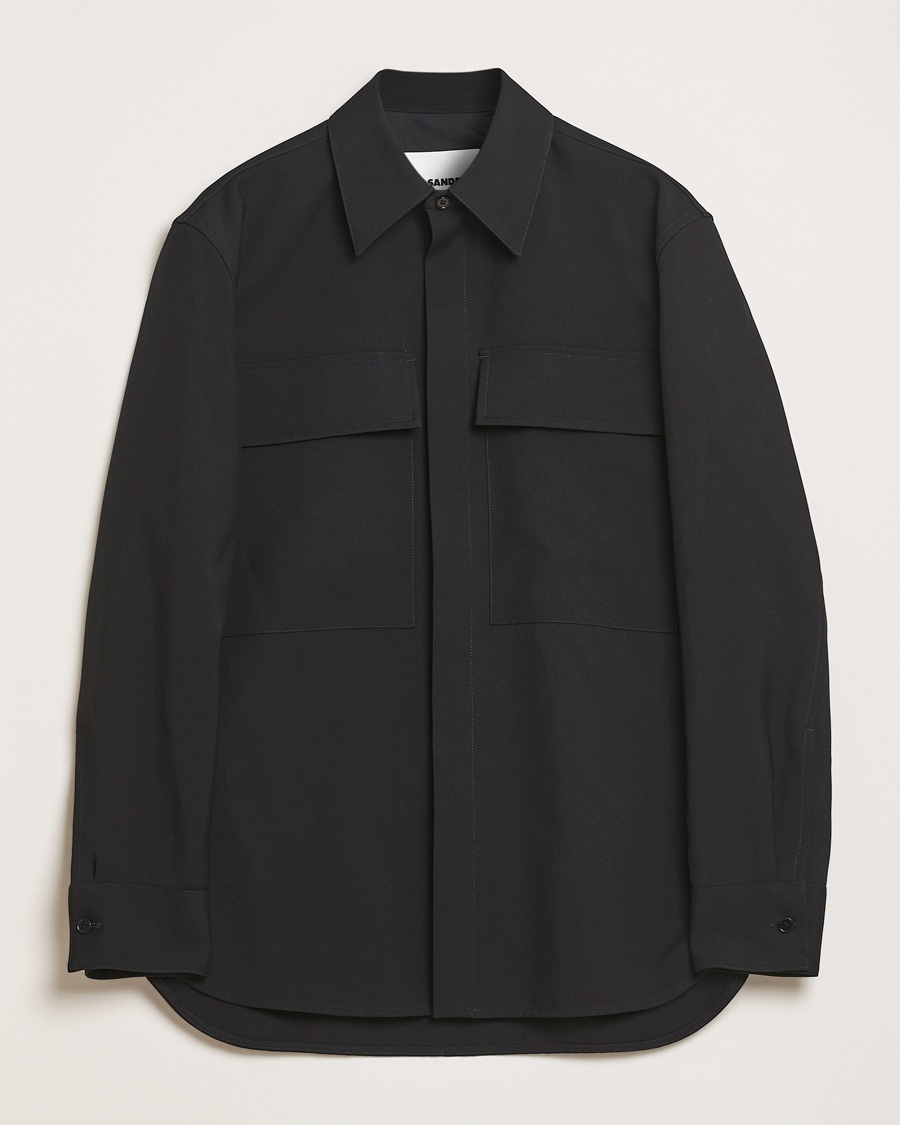 Herre | Skjorter | Jil Sander | Double Pocket Gabardine Overshirt Black
