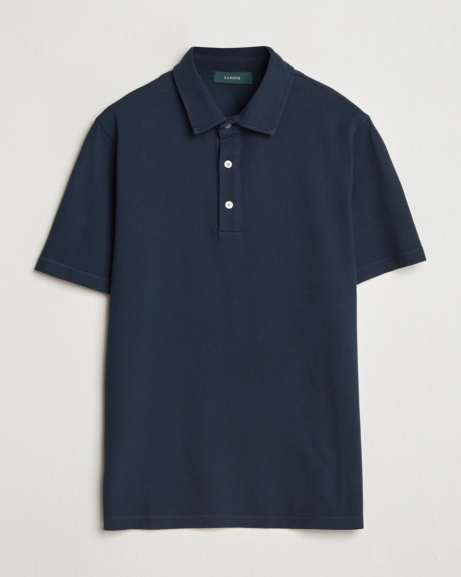 Herre | Klær | Zanone | Soft Cotton Piquet Polo Navy