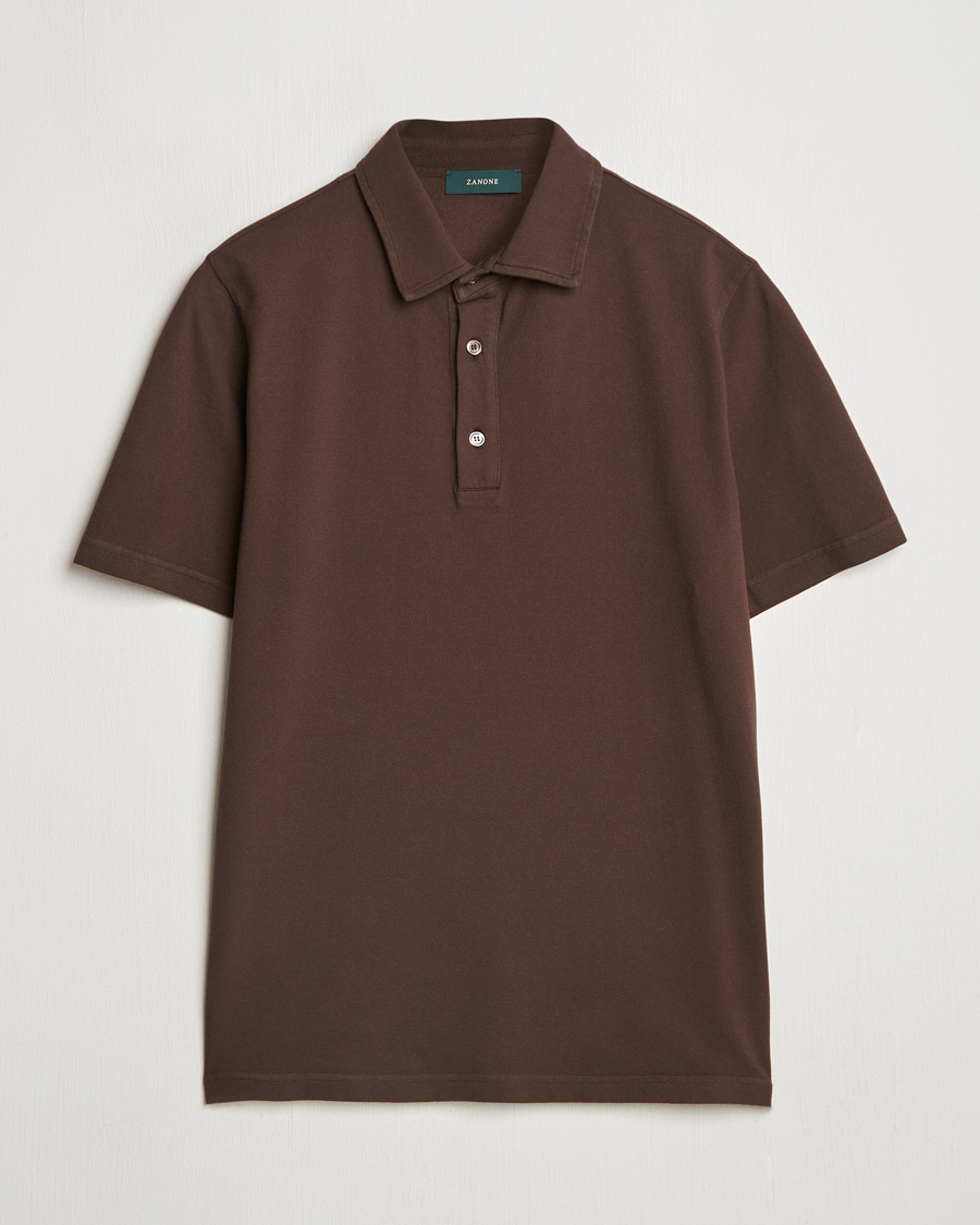 Herre | Tidsbegrenset sesongtilbud | Zanone | Soft Cotton Piquet Polo Dark Brown