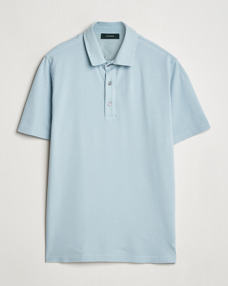 Herre | Tidsbegrenset sesongtilbud | Zanone | Soft Cotton Piquet Polo Light Blue