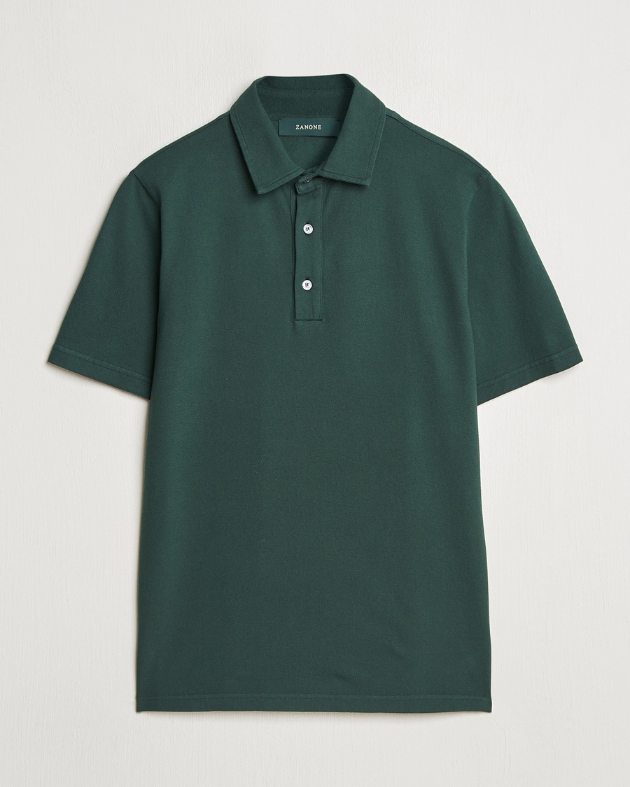 Herre | Tidsbegrenset sesongtilbud | Zanone | Soft Cotton Piquet Polo Dark Green