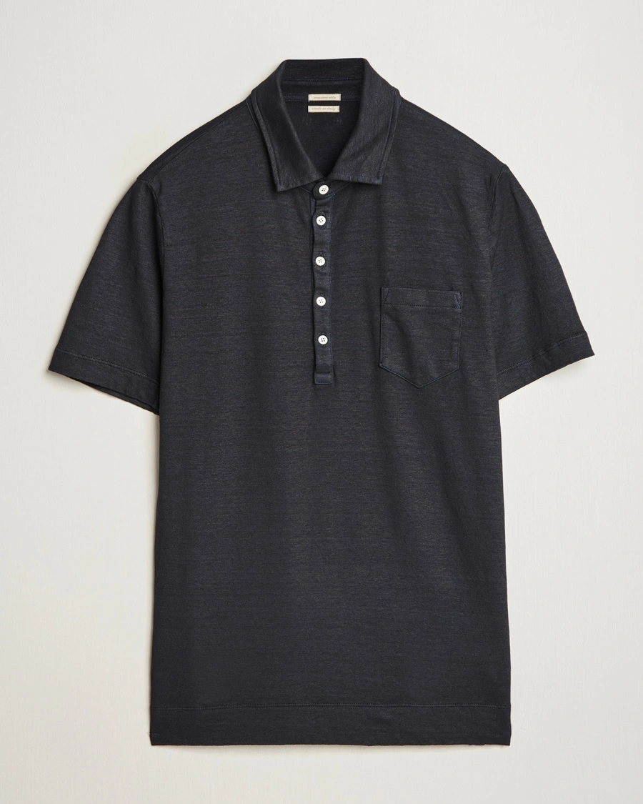 Herre | Pikéer | Massimo Alba | Filicudi Cotton/Linen Polo Navy