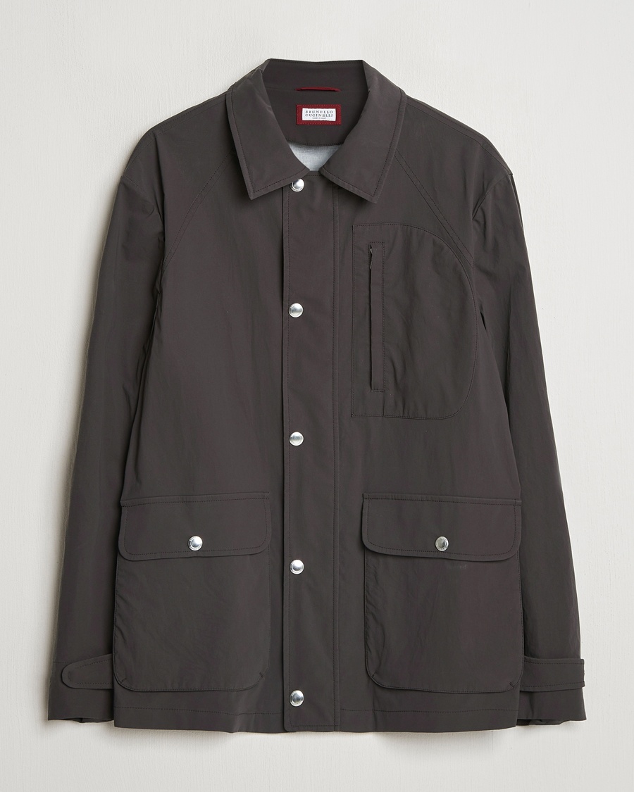 Herre | Fieldjakker | Brunello Cucinelli | Peach Cotton Field Jacket Dark Brown