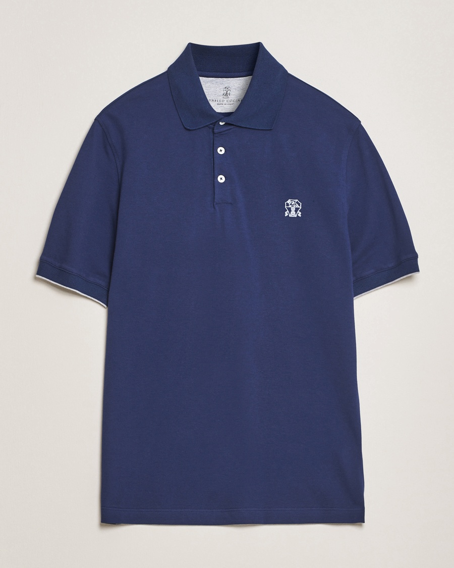 Herre | | Brunello Cucinelli | Short Sleeve Logo Polo Navy