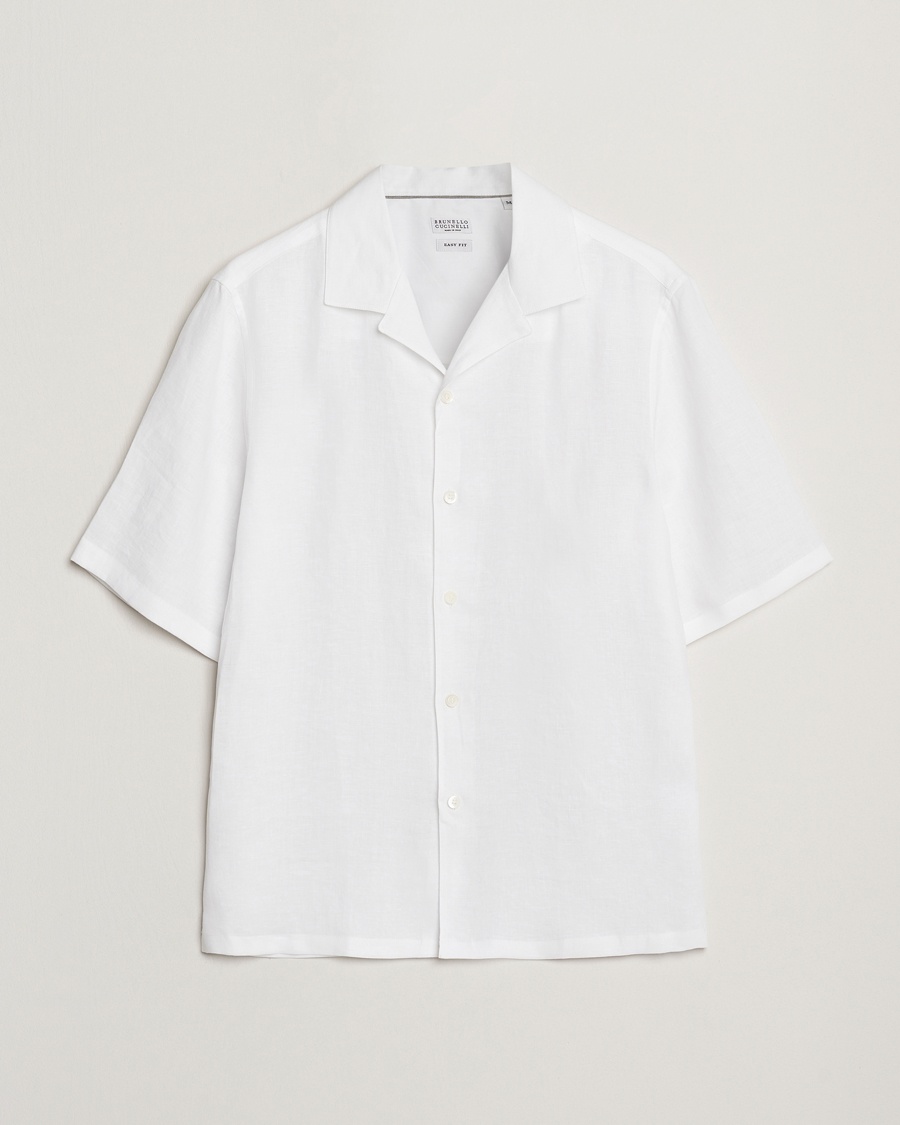 Herre | Kortermede skjorter | Brunello Cucinelli | Linen Camp Shirt White