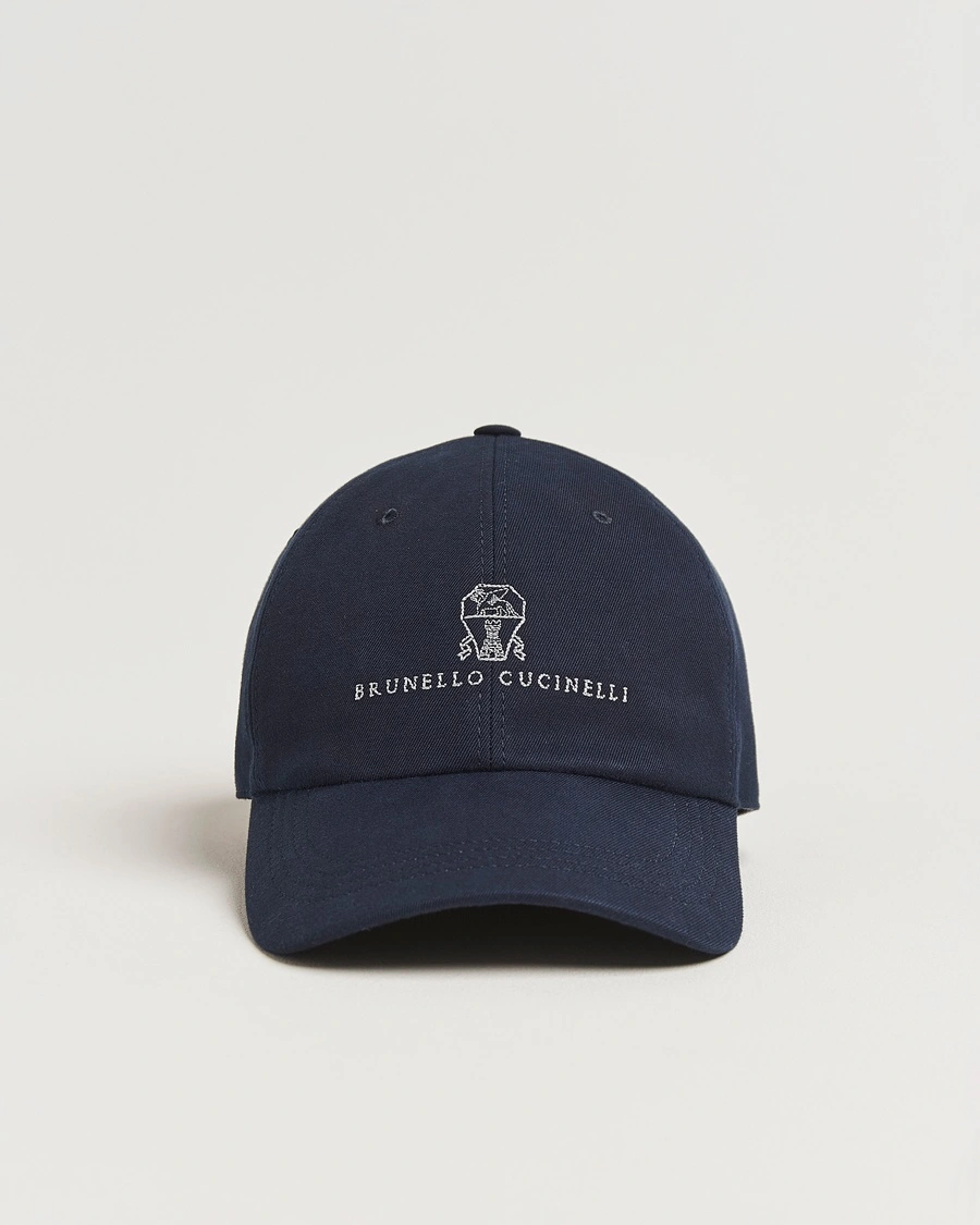 Brunello Cucinelli Twill Cotton Baseball Cap Navy – Blå