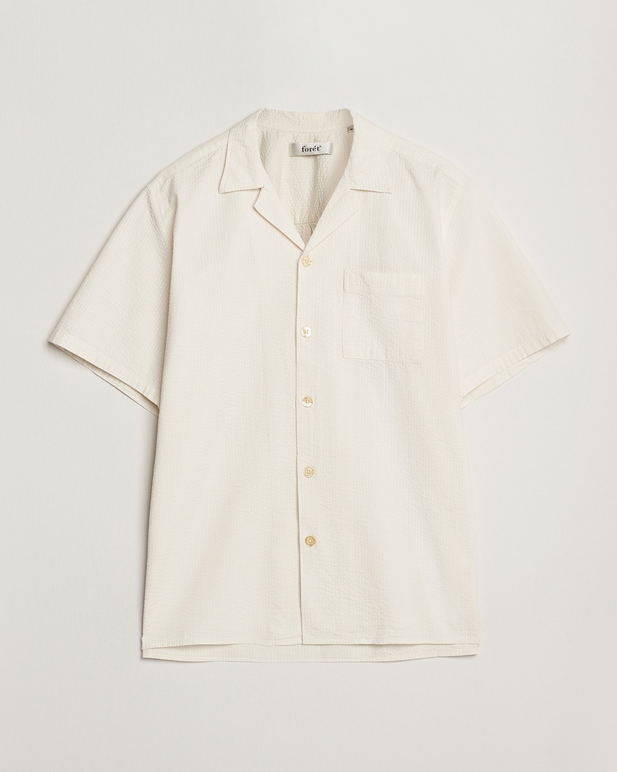 Herre | Kortermede skjorter | Forét | Hush Short Sleeve Seersucker Shirt Cloud