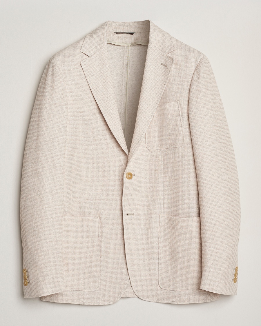 Herre | Bomullsblazer | Canali | Structured Jersey Blazer Light Beige