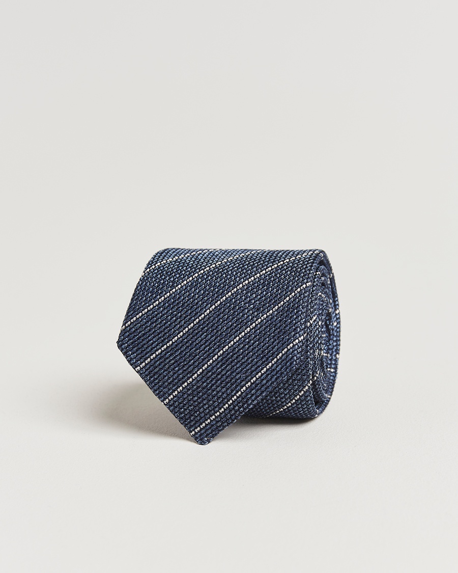 Herre | Assesoarer | Canali | Garza Regimental Stripe Silk Tie Dark Blue