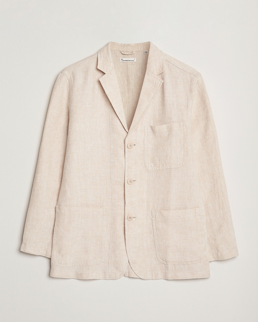 Herre | Dressjakker | KnowledgeCotton Apparel | Linen Blazer Light Feather Grey