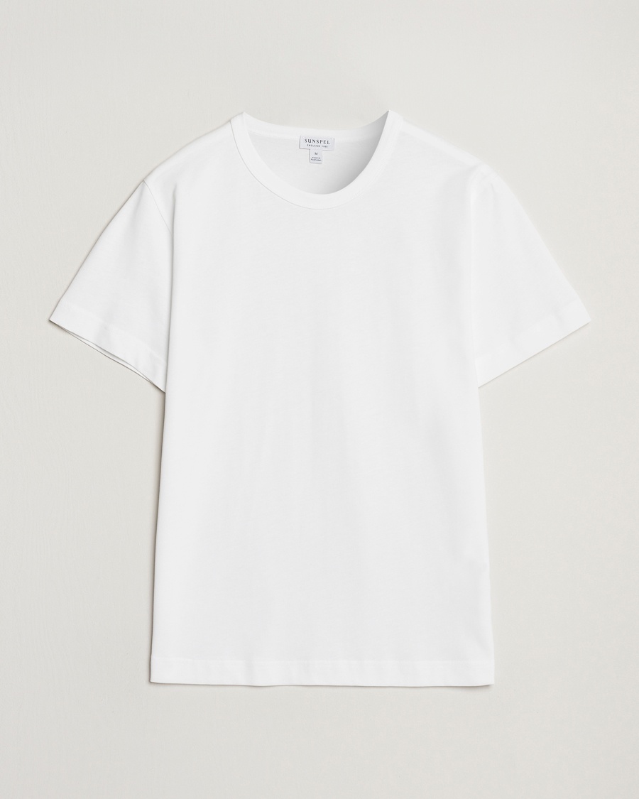 Sunspel Single Jersey Supima Cotton T-Shirt White – Hvit
