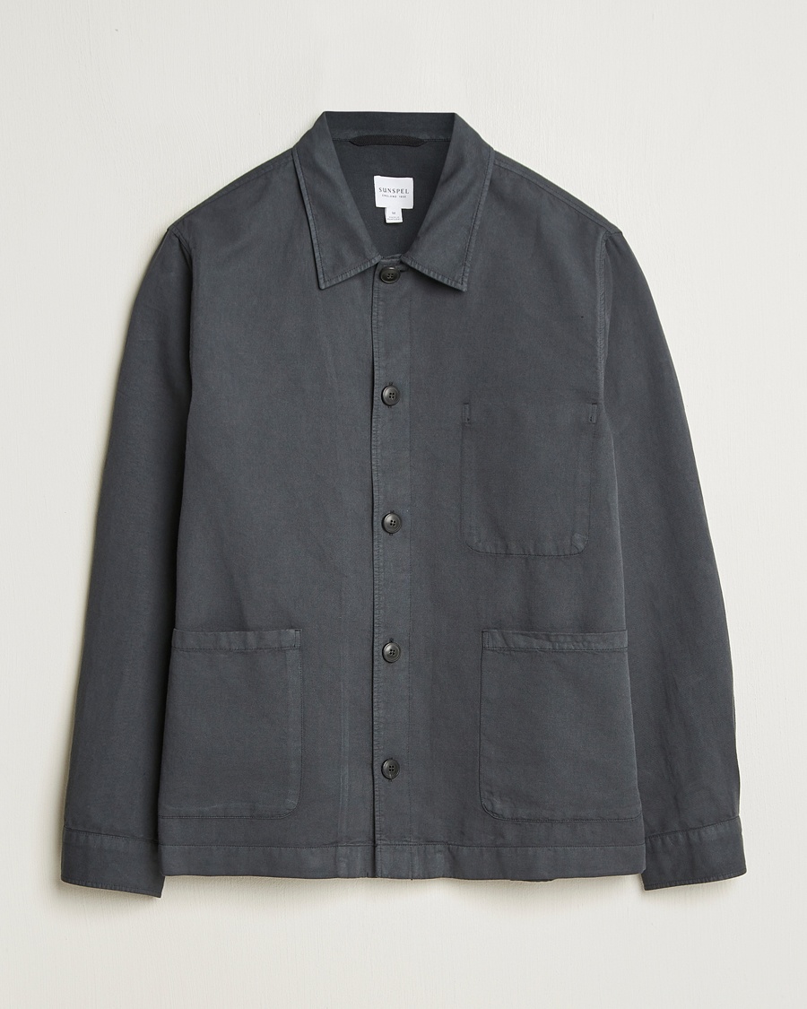 Herre | Skjortejakke | Sunspel | Twin Pocket Cotton/Linen Jacket Charcoal
