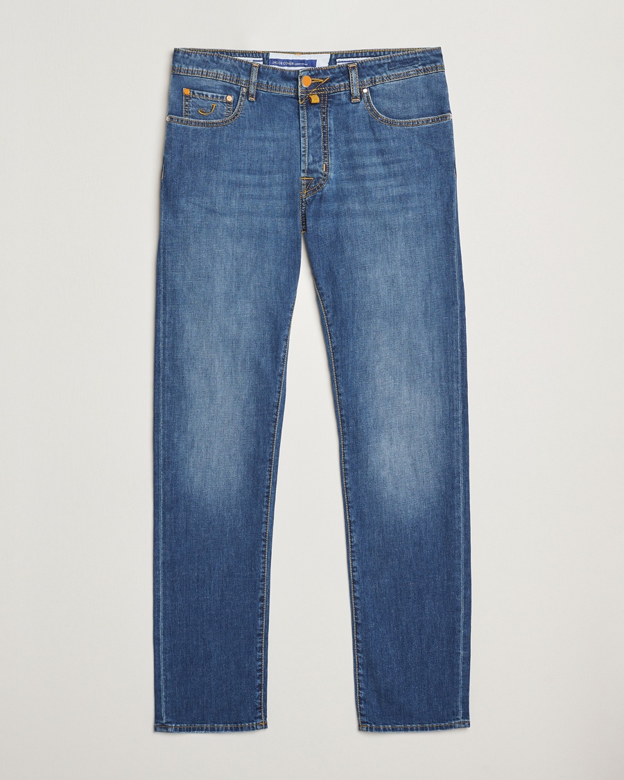 Herre | Jeans | Jacob Cohën | Bard Slim Fit Denim/Linen Jeans Mid Blue